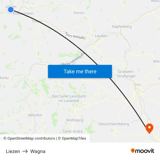 Liezen to Wagna map