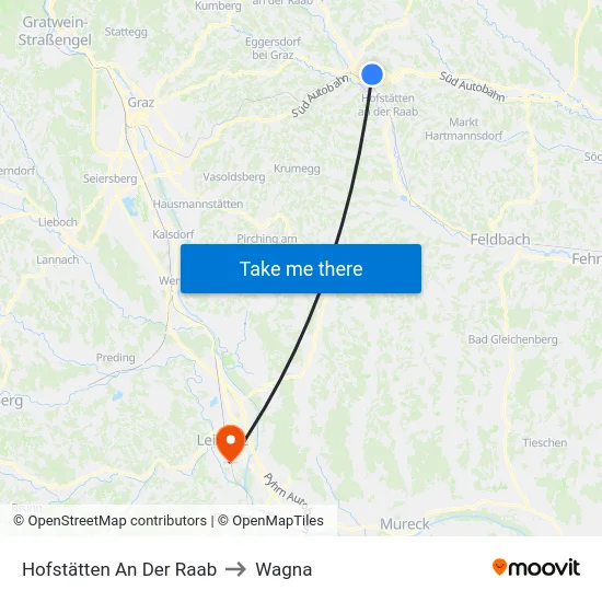 Hofstätten An Der Raab to Wagna map