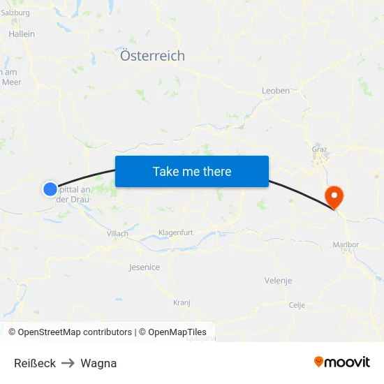 Reißeck to Wagna map