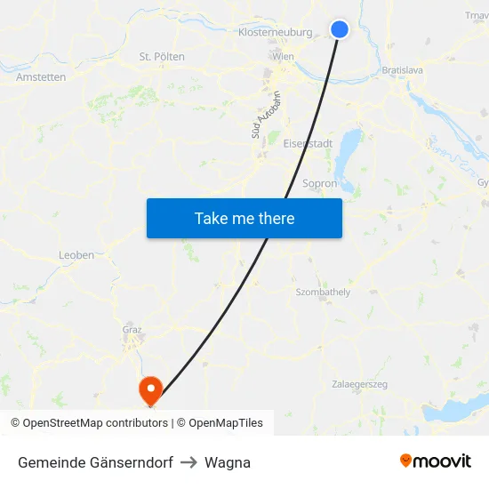 Gemeinde Gänserndorf to Wagna map