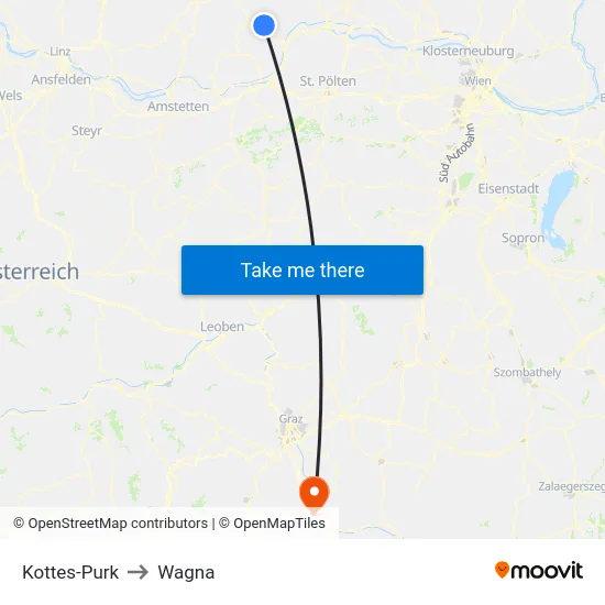 Kottes-Purk to Wagna map