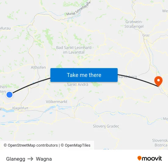 Glanegg to Wagna map