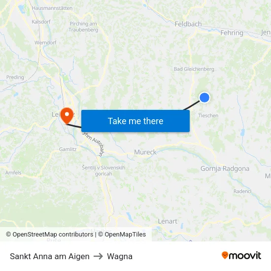 Sankt Anna am Aigen to Wagna map