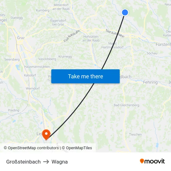 Großsteinbach to Wagna map