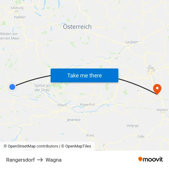 Rangersdorf to Wagna map