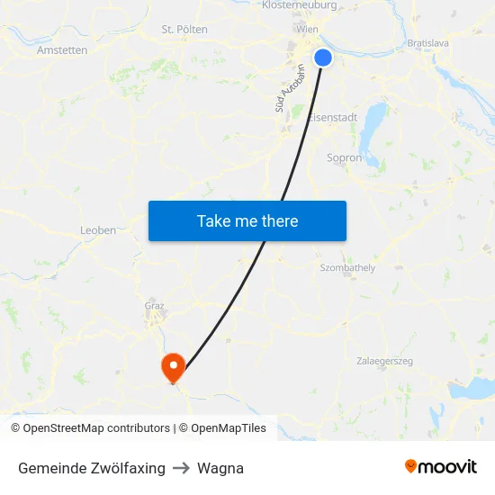 Gemeinde Zwölfaxing to Wagna map