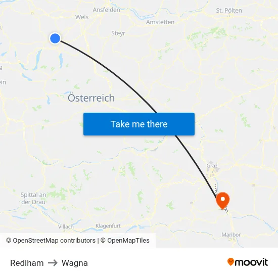 Redlham to Wagna map