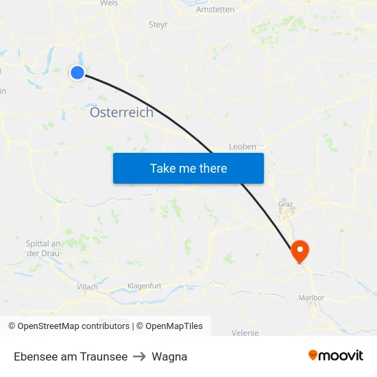 Ebensee am Traunsee to Wagna map