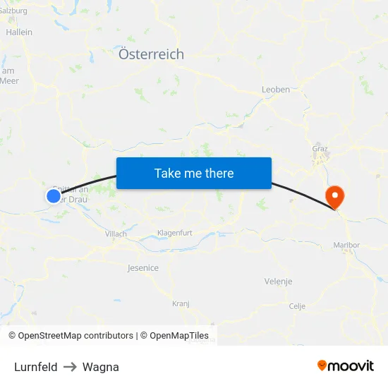 Lurnfeld to Wagna map