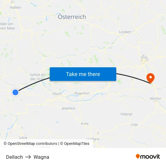 Dellach to Wagna map