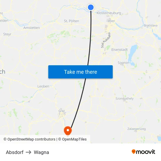 Absdorf to Wagna map