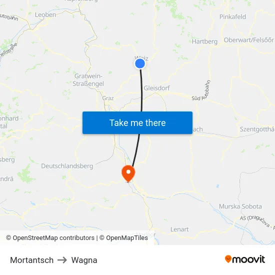 Mortantsch to Wagna map