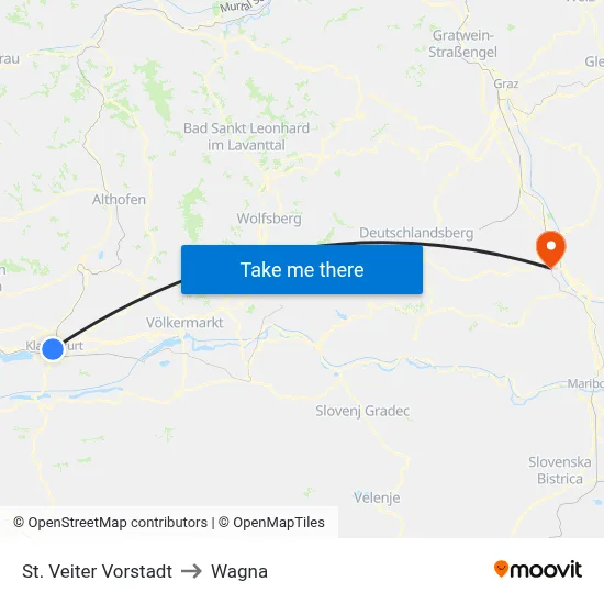 St. Veiter Vorstadt to Wagna map