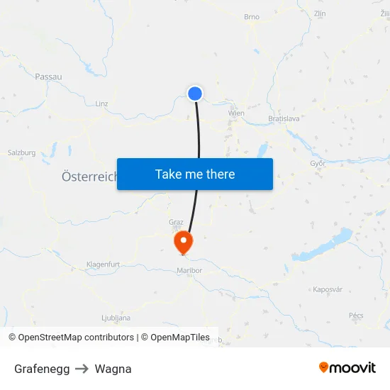 Grafenegg to Wagna map