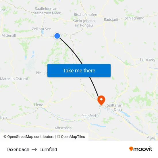 Taxenbach to Lurnfeld map