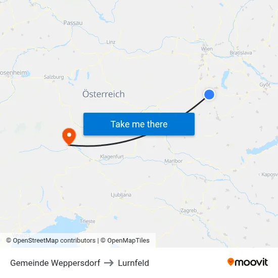 Gemeinde Weppersdorf to Lurnfeld map