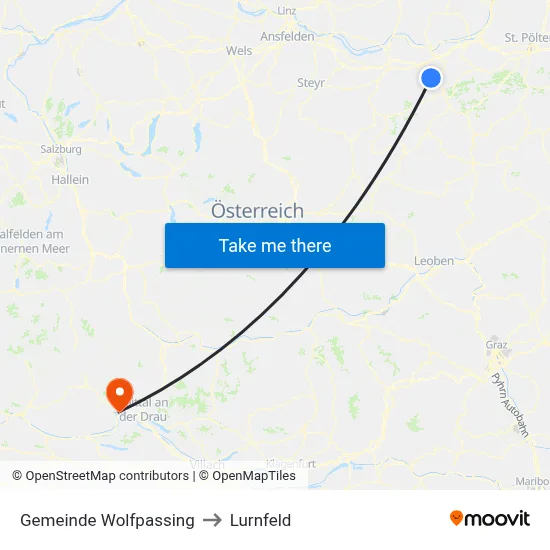 Gemeinde Wolfpassing to Lurnfeld map