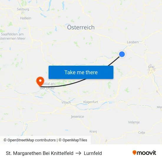 St. Margarethen Bei Knittelfeld to Lurnfeld map