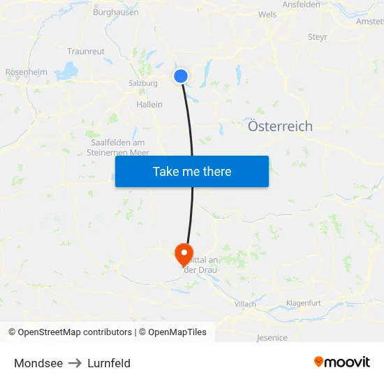 Mondsee to Lurnfeld map