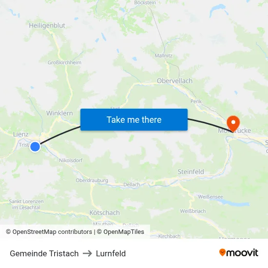 Gemeinde Tristach to Lurnfeld map