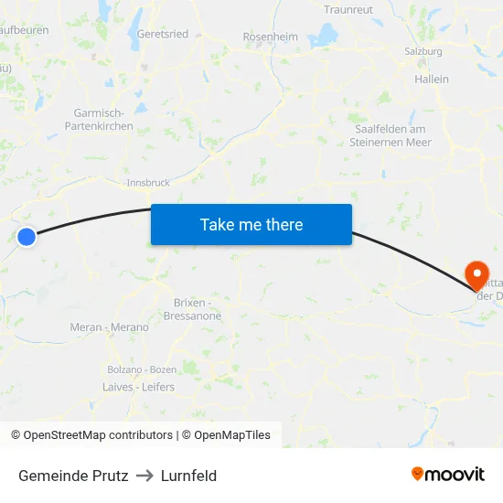 Gemeinde Prutz to Lurnfeld map