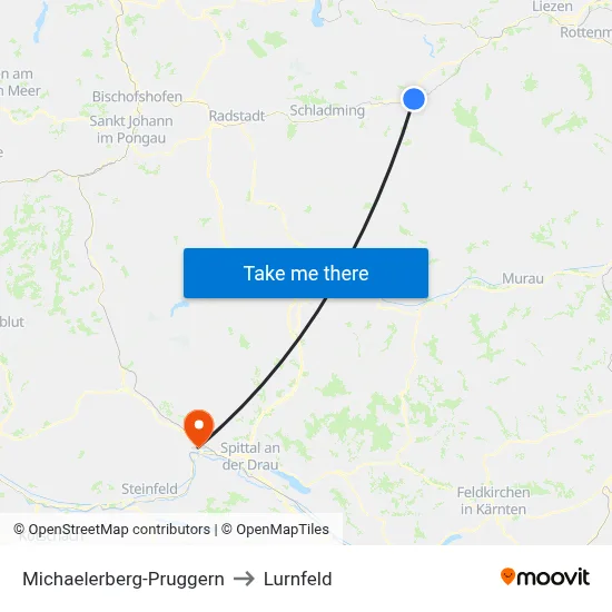 Michaelerberg-Pruggern to Lurnfeld map