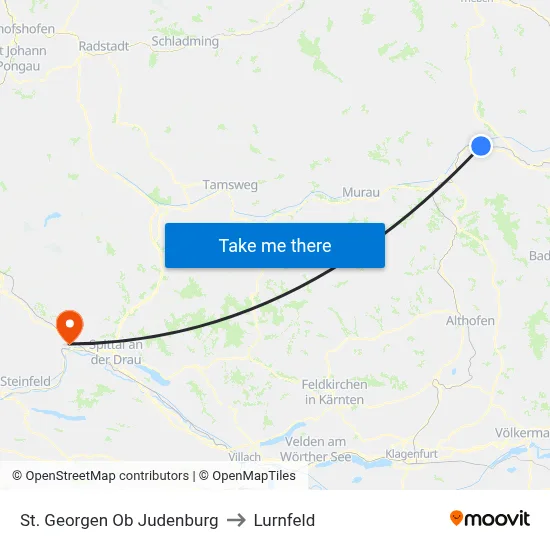 St. Georgen Ob Judenburg to Lurnfeld map