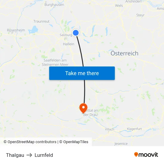 Thalgau to Lurnfeld map