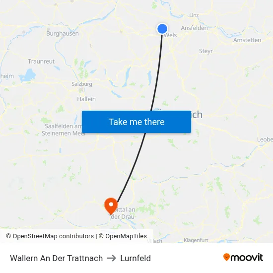 Wallern An Der Trattnach to Lurnfeld map