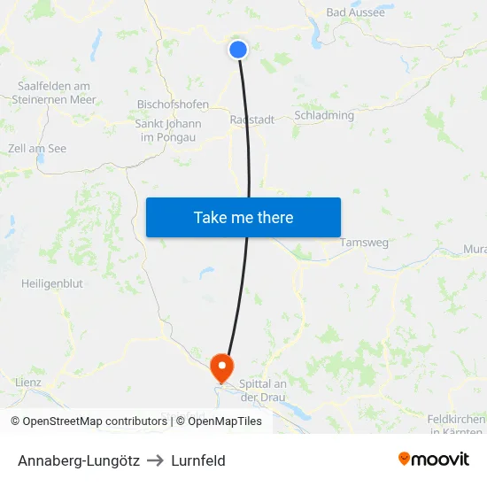 Annaberg-Lungötz to Lurnfeld map