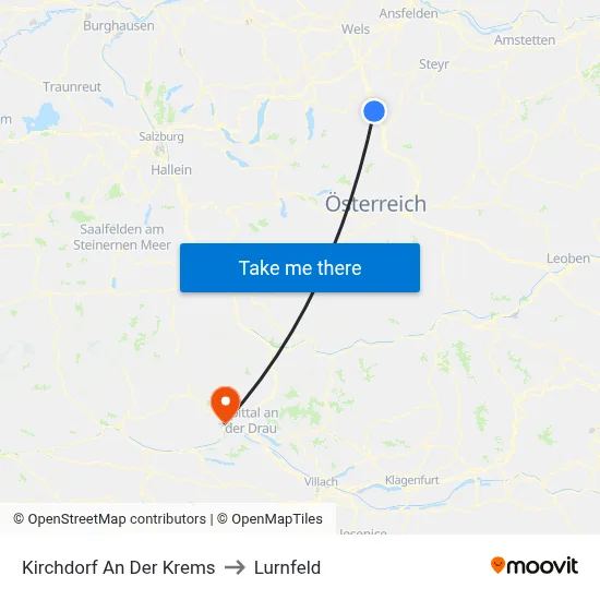 Kirchdorf An Der Krems to Lurnfeld map