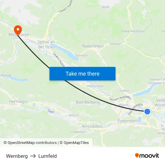 Wernberg to Lurnfeld map