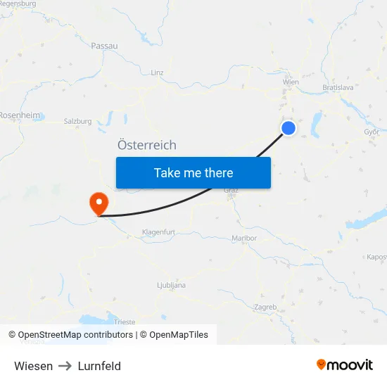 Wiesen to Lurnfeld map