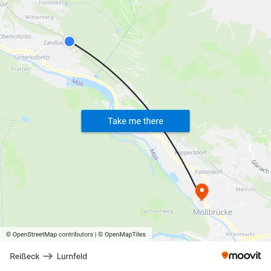 Reißeck to Lurnfeld map