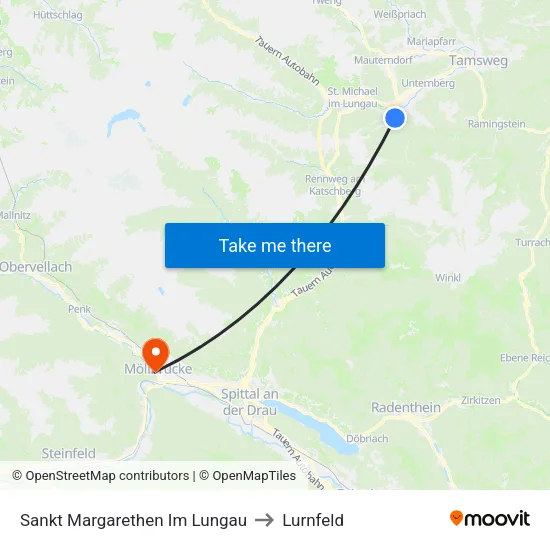 Sankt Margarethen Im Lungau to Lurnfeld map