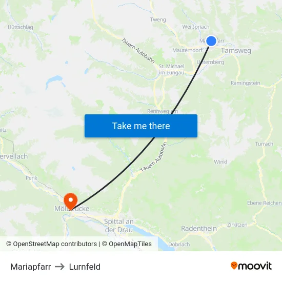 Mariapfarr to Lurnfeld map