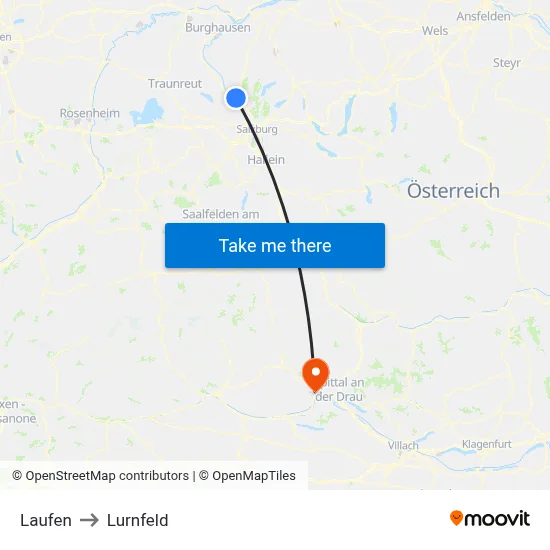 Laufen to Lurnfeld map