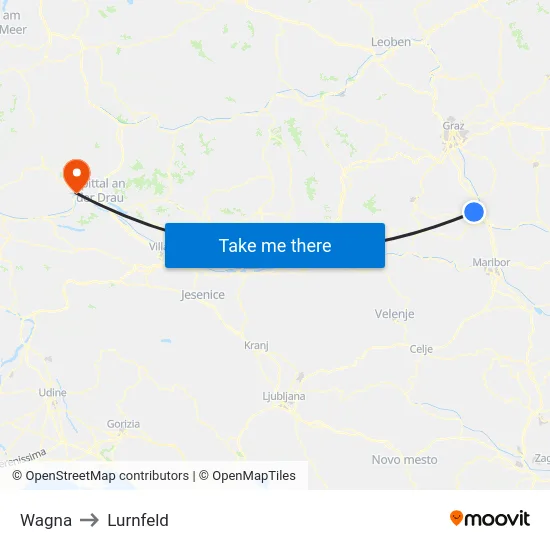 Wagna to Lurnfeld map