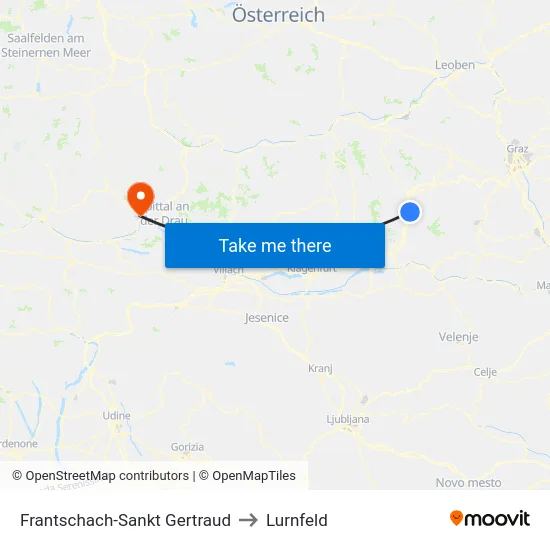 Frantschach-Sankt Gertraud to Lurnfeld map