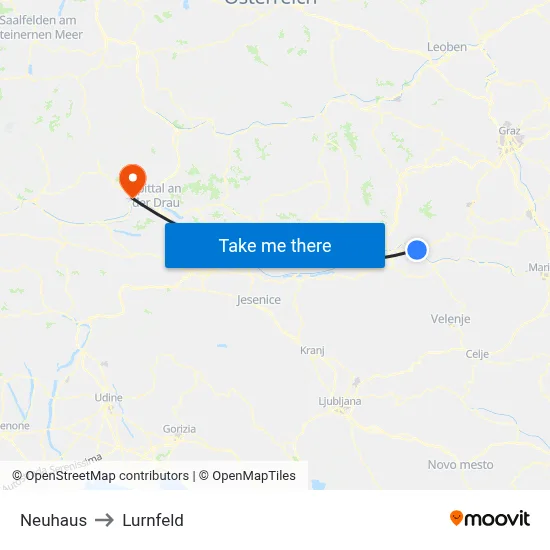 Neuhaus to Lurnfeld map