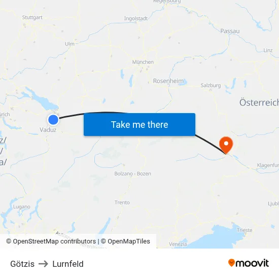 Götzis to Lurnfeld map
