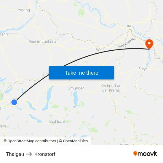 Thalgau to Kronstorf map