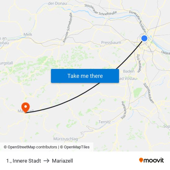 1., Innere Stadt to Mariazell map