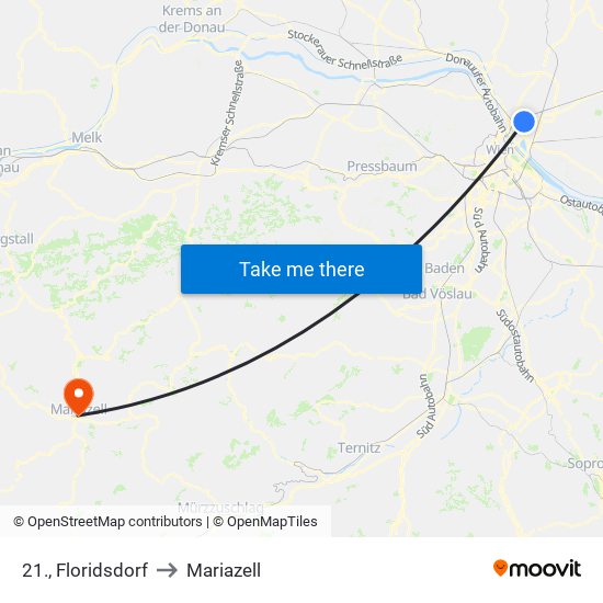 21., Floridsdorf to Mariazell map