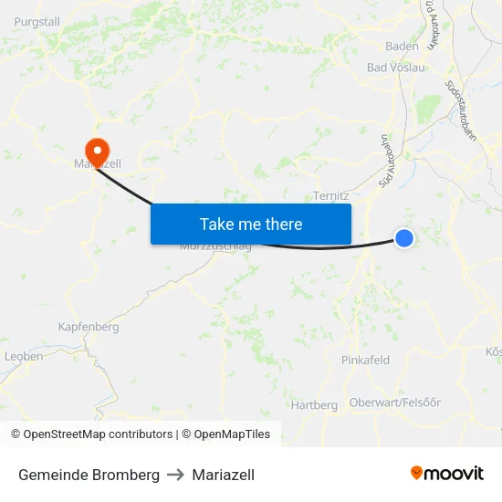 Gemeinde Bromberg to Mariazell map