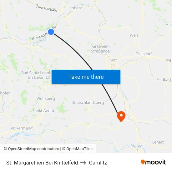 St. Margarethen Bei Knittelfeld to Gamlitz map
