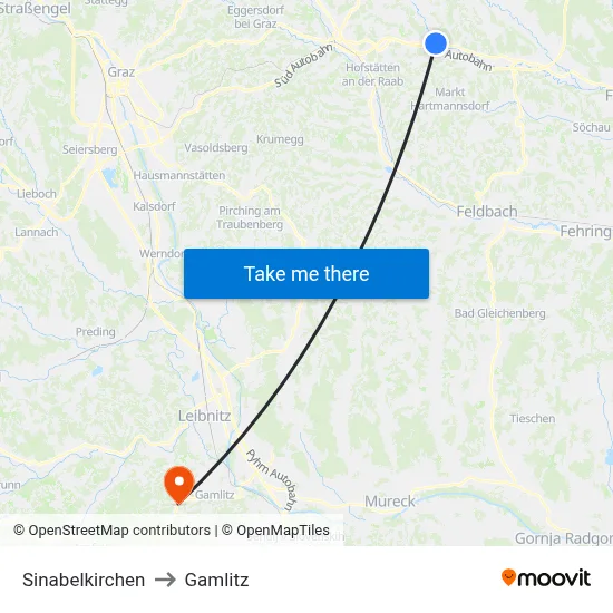 Sinabelkirchen to Gamlitz map