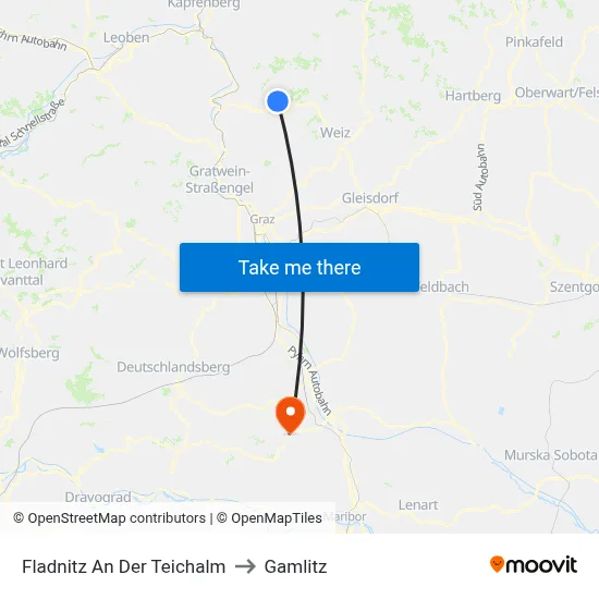 Fladnitz An Der Teichalm to Gamlitz map