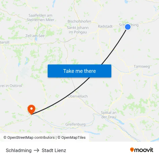 Schladming to Stadt Lienz map