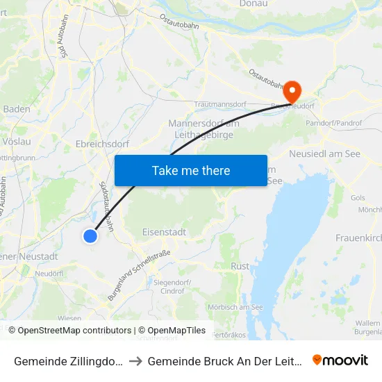Gemeinde Zillingdorf to Gemeinde Bruck An Der Leitha map